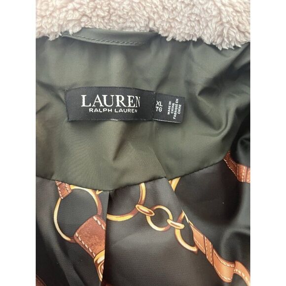 Lauren Ralph Lauren XL Green Puffer Jacket Long Coat Goose Down New with FLAW - Picture 7 of 11